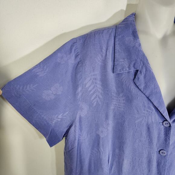 NTCO Nomadic Traders Women Shirt 100% Silk Size XL Button Up Short Sleeve Floral - Picture 6 of 9